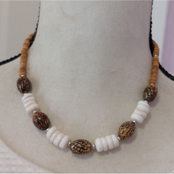 Jewelry - Eco Friendly Seed Coconut Wood Heishi Shell Beaded Necklace